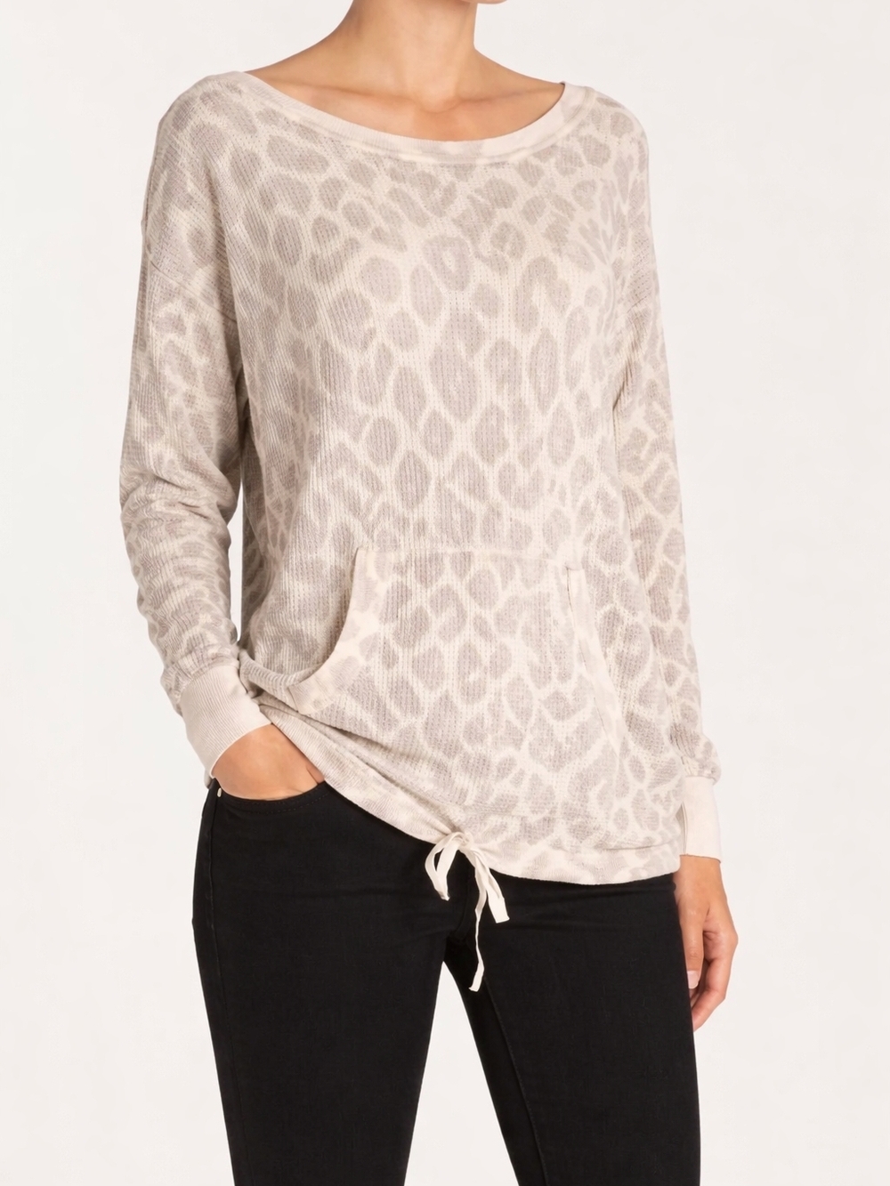 Rebecca Taylor Cream Animal Print Light Knit Sweater